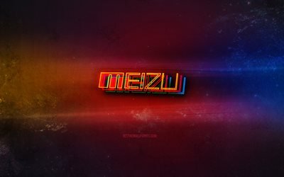 Meizu logo, ışık neon sanat, Meizu amblemi, Meizu neon logosu, yaratıcı sanat, Meizu