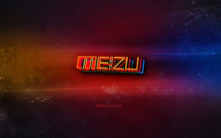 Logo Meizu, arte al neon leggera, emblema Meizu, logo al neon Meizu, arte creativa, Meizu