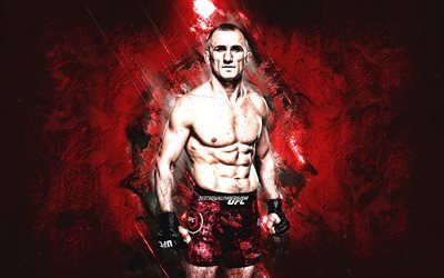 Merab Dvalishvili, Makine, UFC, MMA, G&#252;rc&#252; savaş&#231;ı, portre, kırmızı taş arka plan, Ultimate Fighting Championship