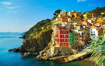 Italy, coast, summer, cliffs, bay, Liguria