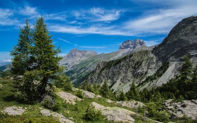 Den Stora Seolane, berg, sommar, Alperna, Frankrike