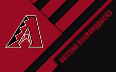 Arizona Diamondbacks, MLB, 4k, vermelho preto abstra&#231;&#227;o, logo, design de material, beisebol, Phoenix, Arizona, EUA, Major League Baseball