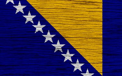 علم البوسنة والهرسك, 4k, أوروبا, نسيج خشبي, الرموز الوطنية, البوسنة والهرسك العلم, الفن, البوسنة والهرسك