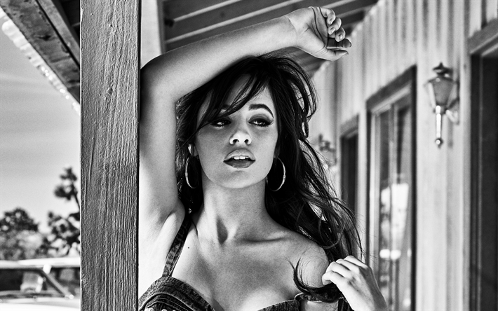 Camila Cabello, chanteur Am&#233;ricain, portrait, s&#233;ance de photos, monochrome, Le Facteur X