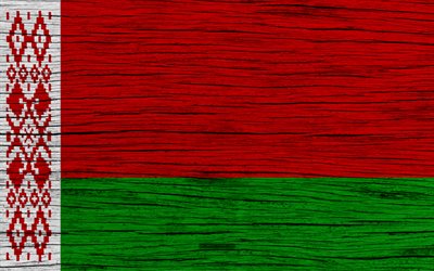 Bandera de Bielorrusia, 4k, de Europa, de madera de textura, Bellarussian bandera, los s&#237;mbolos nacionales, la bandera de Bielorrusia, el arte, Bielorrusia