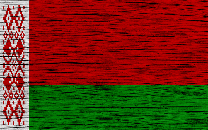 Beyaz Rusya bayrağı, 4k, Avrupa, ahşap doku, Bellarussian bayrak, ulusal semboller, Belarus bayrağı, sanat, Belarus