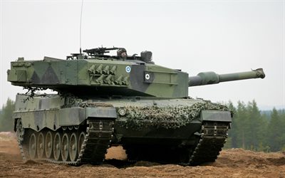 Leopard 2A4, Tyska tank, gr&#246;n kamouflage, moderna pansarfordon, 4k, arm&#233;n