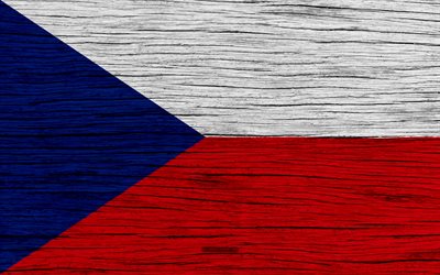 Flag of Czech Republic, 4k, Europe, wooden texture, Czech flag, national symbols, Czech Republic flag, art, Czech Republic