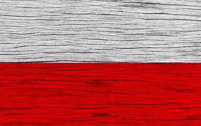 Flag of Poland, 4k, Europe, wooden texture, Polish flag, national symbols, Poland flag, art, Poland