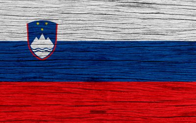 Flag of Slovenia, 4k, Europe, wooden texture, Slovenian flag, national symbols, Slovenia flag, art, Slovenia