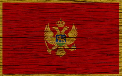 Lippu Montenegro, 4k, Euroopassa, puinen rakenne, Montenegron lippu, kansalliset symbolit, art, Montenegro