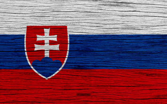 Flagga Slovakien, 4k, Europa, tr&#228;-struktur, Slovakiens flagga, nationella symboler, konst, Slovakien