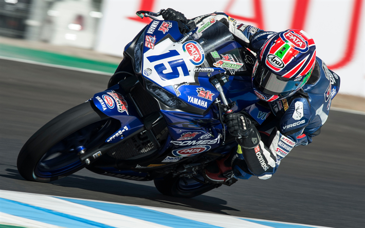 4k, Alfonso Coppola, superbikes, Yamaha YZF-R3, Team SK WorldSSP300, rider, sportsbikes, Yamaha