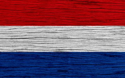 Flag of Netherlands, 4k, Europe, wooden texture, Dutch flag, national symbols, Netherlands flag, art, Netherlands