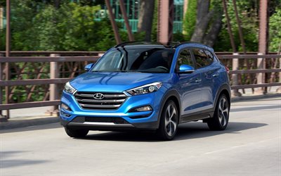 Hyundai Tucson, 2018, blue crossover, new cars, blue Tucson, Hyundai