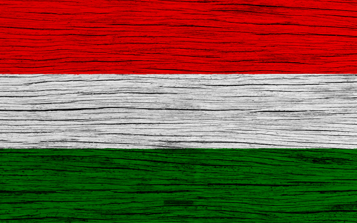 Bandeira da Hungria, 4k, Europa, textura de madeira, H&#250;ngaro bandeira, s&#237;mbolos nacionais, Hungria bandeira, arte, Hungria