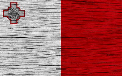 Flag of Malta, 4k, Europe, wooden texture, Maltese flag, national symbols, Malta flag, art, Malta