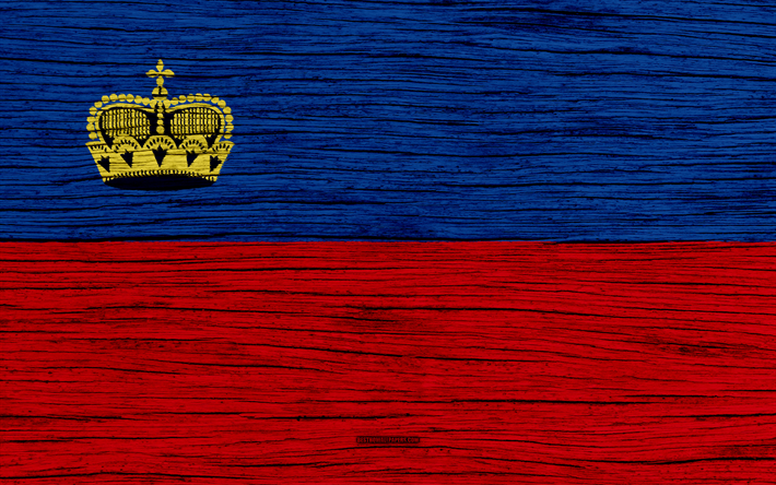 Flag of Liechtenstein, 4k, Europe, wooden texture, national simbolo, Liechtenstein, flag, tipo