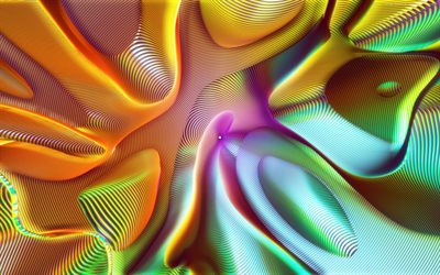abstract waves, 3d art, waves, curves, creative, geometry, colorful background