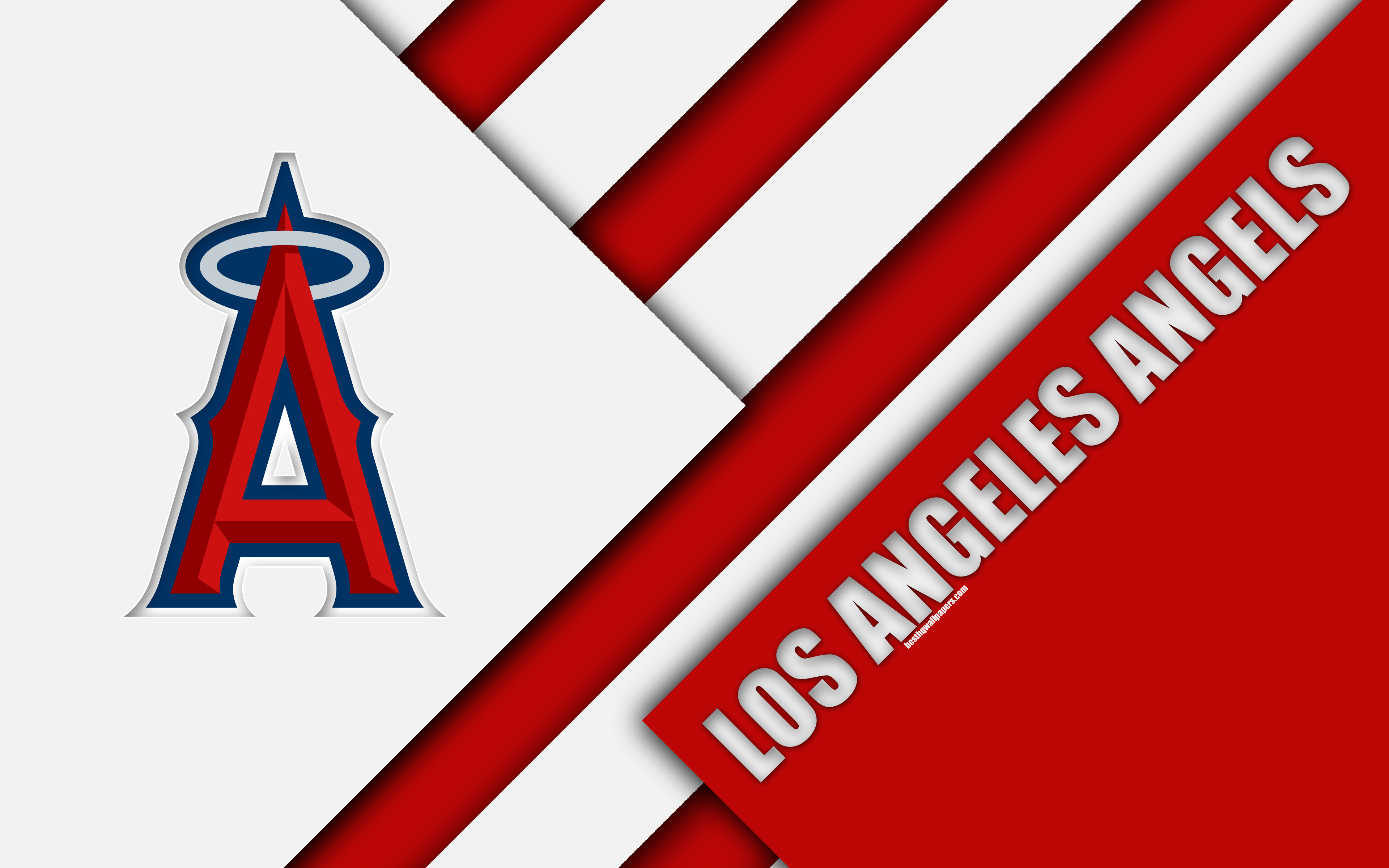 Download wallpapers Los Angeles Angels, West division, MLB, 4K, red white  abstraction, logo, material design, baseball, Anaheim, California, USA,  Major League Baseball for desktop with resolution 3840x2400. High Quality  HD pictures wallpapers