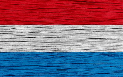 Bandeira de Luxemburgo, 4k, Europa, textura de madeira, s&#237;mbolos nacionais, Luxemburgo bandeira, arte, Luxemburgo