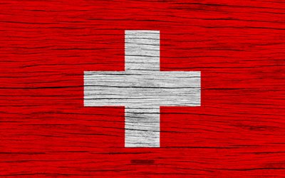 İsviçre bayrağı, 4k, Avrupa, ahşap doku, ulusal semboller, sanat, İsviçre