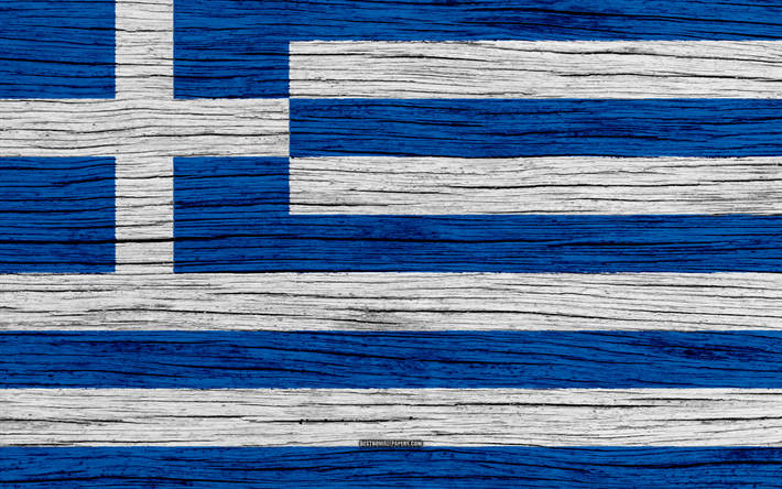 Bandiera della Grecia, 4k, in Europa, di legno, texture, bandiera greca, simboli nazionali, Grecia bandiera, arte, Grecia