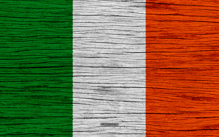 La bandera de Irlanda, 4k, de Europa, de madera de la textura, la bandera Irlandesa, los s&#237;mbolos nacionales, los de la bandera de Irlanda, el arte, Irlanda