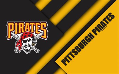 Pittsburgh Pirates, MLB, 4k, black-and-yellow abstraction, Central division, logo, material design, American baseball club, Pittsburgh, Pennsylvania, USA, Major League Baseball