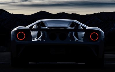 4k, Ford GT, rear view, supercars, 2018 cars, hypercars, Ford