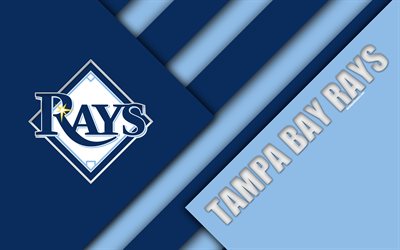 Tampa Bay Rays, MLB, 4k, sininen abstraktio, logo, materiaali suunnittelu, Amerikkalainen baseball club, American League, East division, USA, Major League Baseball