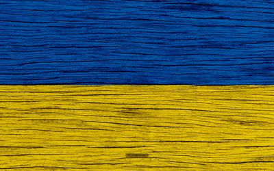 Drapeau de l&#39;Ukraine, 4k, l&#39;Europe, la texture de bois, le drapeau ukrainien, les symboles nationaux, l&#39;Ukraine drapeau, de l&#39;art, de l&#39;Ukraine