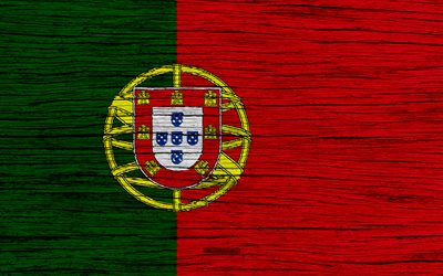 Flag of Portugal, 4k, Europe, wooden texture, Portuguese flag, national symbols, Portugal flag, art, Portugal
