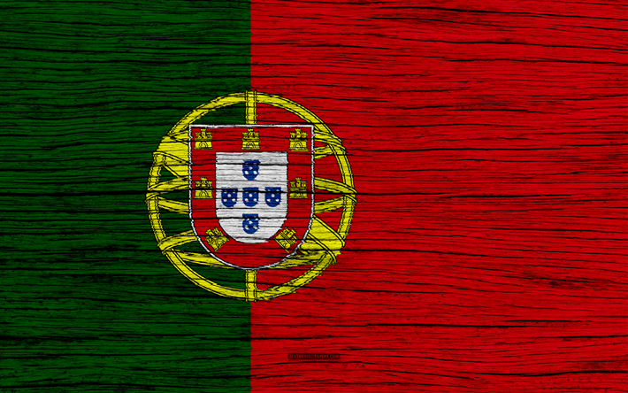 Portekiz bayrağı, 4k, Avrupa, ahşap doku, ulusal semboller, sanat, Portekiz
