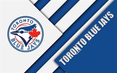 Toronto Blue Jays, MLB, 4k, sininen abstraktio, logo, materiaali suunnittelu, Amerikkalainen baseball club, Toronto, Kanada, USA, Major League Baseball, American League, East division