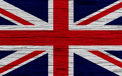 Flag of Great Britain, 4k, Europe, wooden texture, british flag, Great Britain national flag, national symbols, UK flag, art, Great Britain