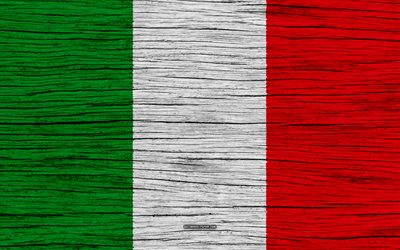 Flag of Italy, 4k, Europe, wooden texture, Italian flag, national symbols, Italy flag, art, Italy