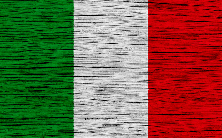 旗のイタリア, 4k, 欧州, 木肌, イタリア国旗, 国立記号, 美術, イタリア