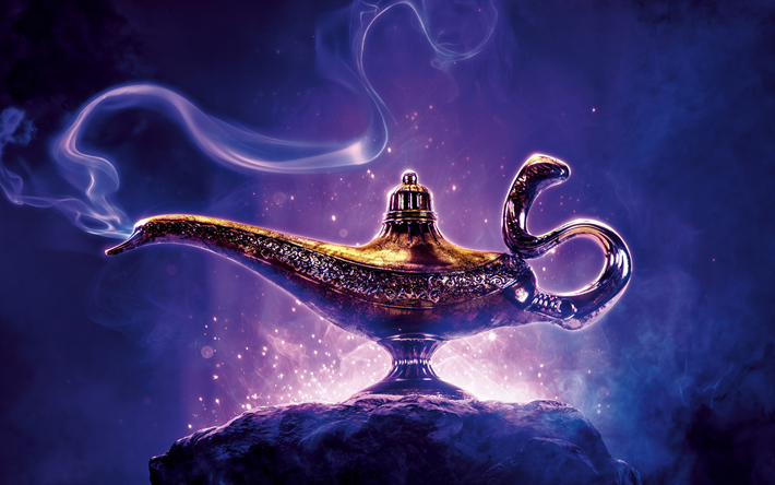 Aladdin, 2019, 4k, juliste, promo, Aladdins lamp, art