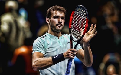 Grigor Dimitrov, 4k, b&#250;lgaro jugadores de tenis, ATP, el partido, atleta, Dimitrov, pista de tenis, HDR, los jugadores de tenis