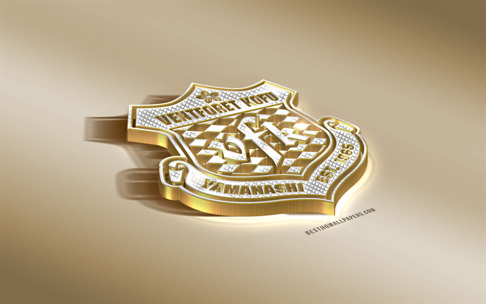 Ventforet Kofu, Japanska football club, golden silver logotyp, Kofu, Japan, J1 League, 3d gyllene emblem, kreativa 3d-konst, fotboll
