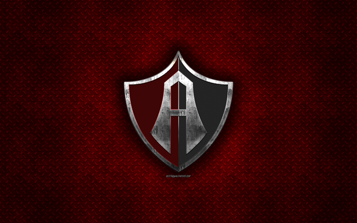 Atlas FC, Club Atlas, Mexican football club, red metal texture, metal logo, emblem, Guadalajara, Mexico, Liga MX, creative art, football