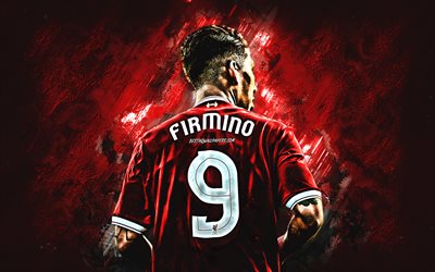 Roberto Firmino, Liverpool FC, midfielder, red stone, portrait, famous footballers, football, Brazilian footballers, grunge, Premier League, England, Firmino