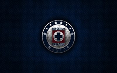 CD-Cruz Azul, Meksikon football club, sininen metalli tekstuuri, metalli-logo, tunnus, Mexico City, Meksiko, Liga MX, creative art, jalkapallo, Cruz Azul FC