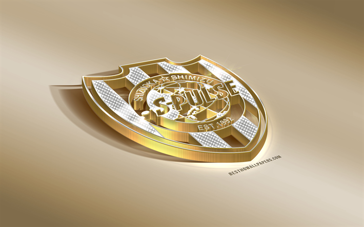 Shimizu S-Pulse, Giapponese football club, oro argento logo, Shizuoka, Giappone, J1 League, 3d, dorato, emblema, creative 3d di arte, di calcio