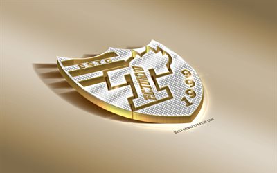FC Tokyo, Japanese football club, golden silver logo, Tokyo, Japan, J1 League, 3d golden emblem, creative 3d art, football