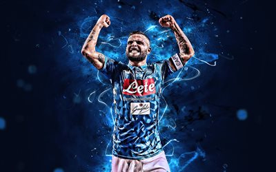 Lorenzo Insigne, joy, Napoli FC, forward, italian footballers, Serie A, Insigne, Italy, football, neon lights