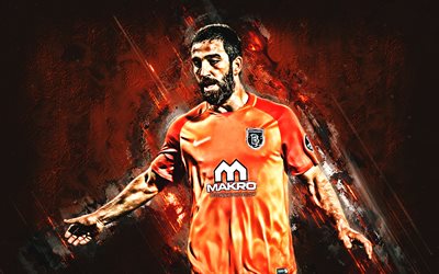 Arda Turan, Istanbul Basakhehir, midfielder, orange stone, portrait, famous footballers, football, Turkish footballers, grunge, Turkey, Turan