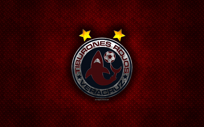 Veracruz FC, Tiburones Rojos de Veracruz, Mexican football club, red metal texture, metal logo, emblem, Veracruz, Mexico, Liga MX, creative art, football