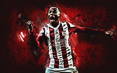 Robinho, r&#246;da sten, Sivasspor FC, brasiliansk fotbollsspelare, fotboll, Turkiska Super Lig!, Robson de Souza, grunge, Turkiet